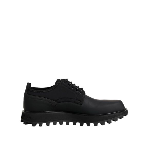 Dolce & Gabbana Black Leather Lace Up Trekking Dress Men's Shoes